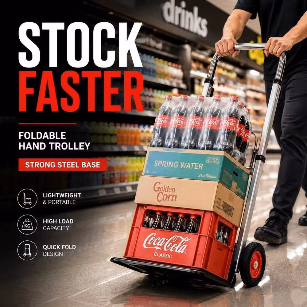 NESTLUNE Lightweight Steel and Aluminium Hand Trolley Sack Truck in Black, W: 52 cm, H: 1000 cm – 6