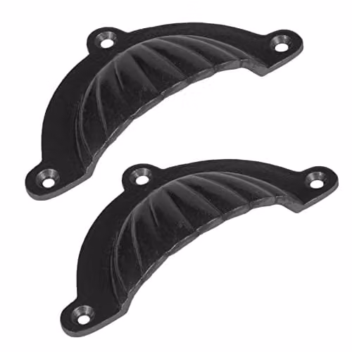 Hammer and Tongs Matt Black Fluted Iron Cabinet and Drawer Pull Handles, Pack of 2 – 1