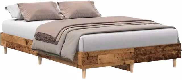 Berkfield Home Small Double Bed Frame in Brown Engineered Wood, W/D/H: 120 x 190 cm