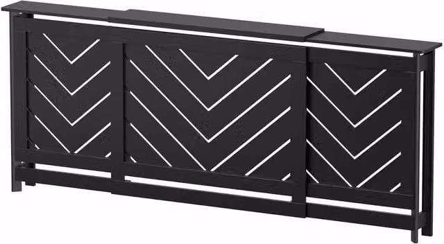 FORGEVIO Black Modern Chevron Slat Radiator Cover MDF Cabinet with Internal Shelves – 1