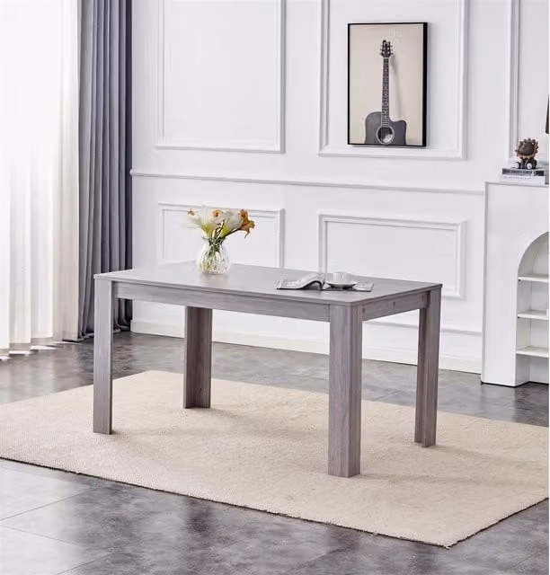 KOSY KOALA Modern Rectangular Grey Wood Dining Table for 6 Seats, W: 140 cm, D: 80 cm, H: 75 cm