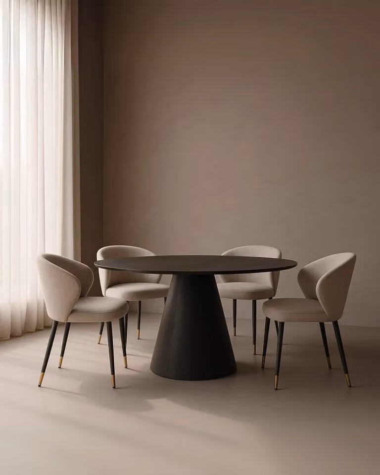 Tommy Franks Modern Upholstered Dining Chair in Beige Fabric