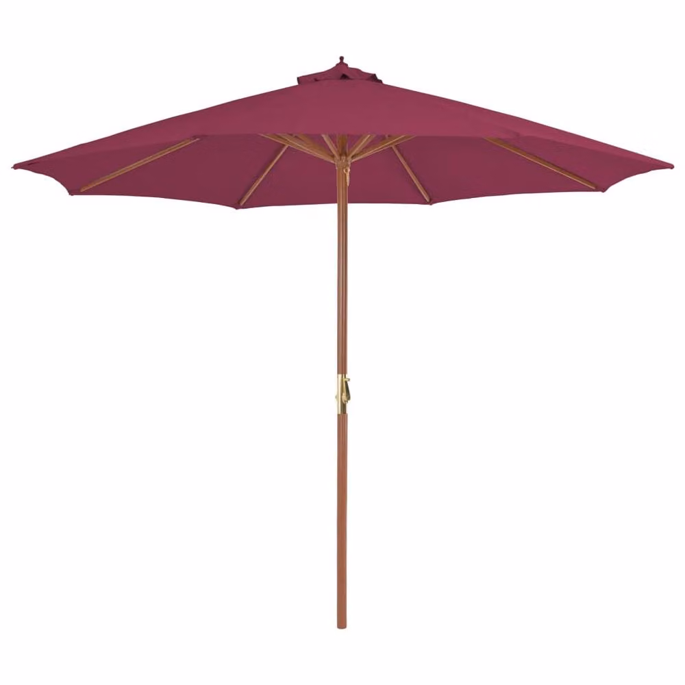 Berkfield Home Outdoor Parasol with Wooden Pole, Bordeaux Red, 300 cm – 2