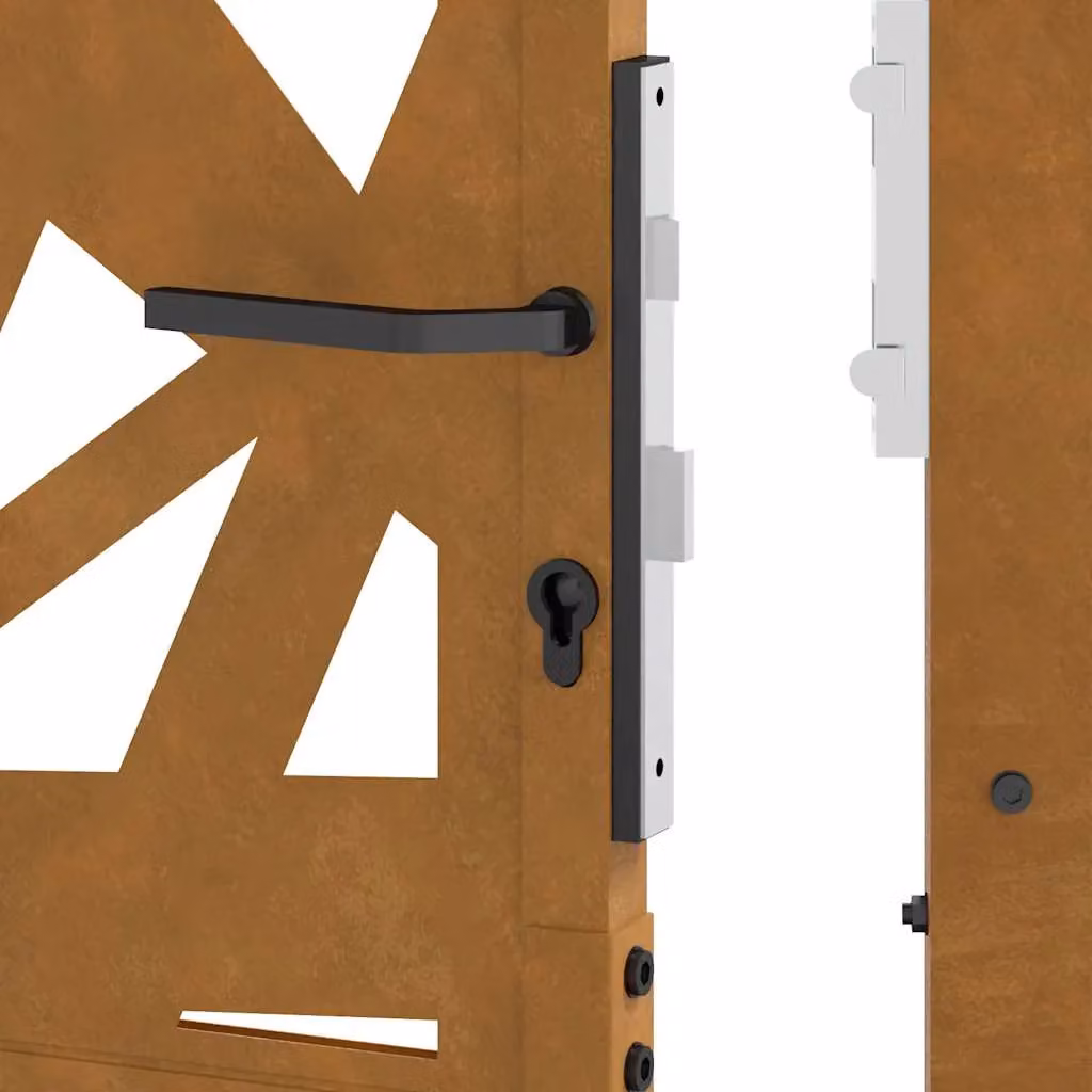 Berkfield Home Brown Weathering Steel Garden Gate, W: 105 cm, H: 180 cm – 4