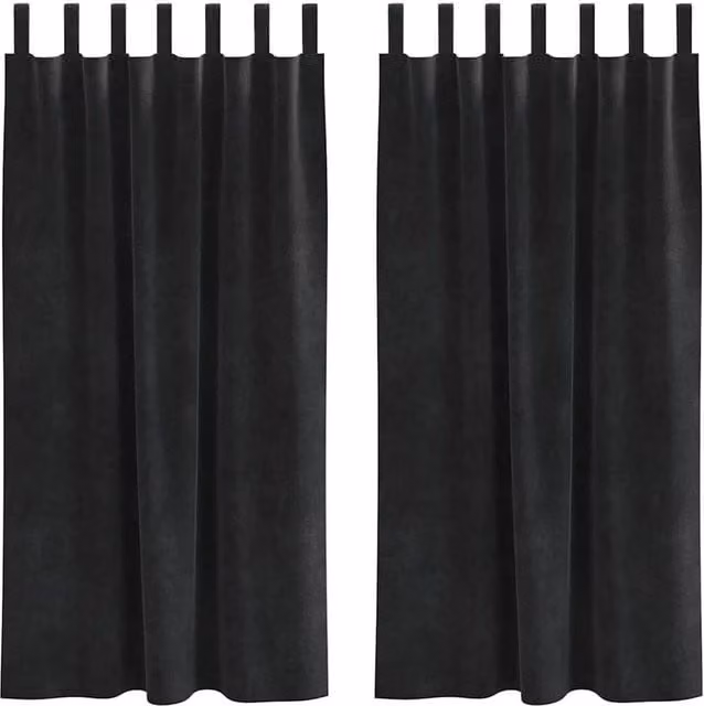 Berkfield Home Blackout Velvet Curtains with Hanging Loops, 2 Pack, Black