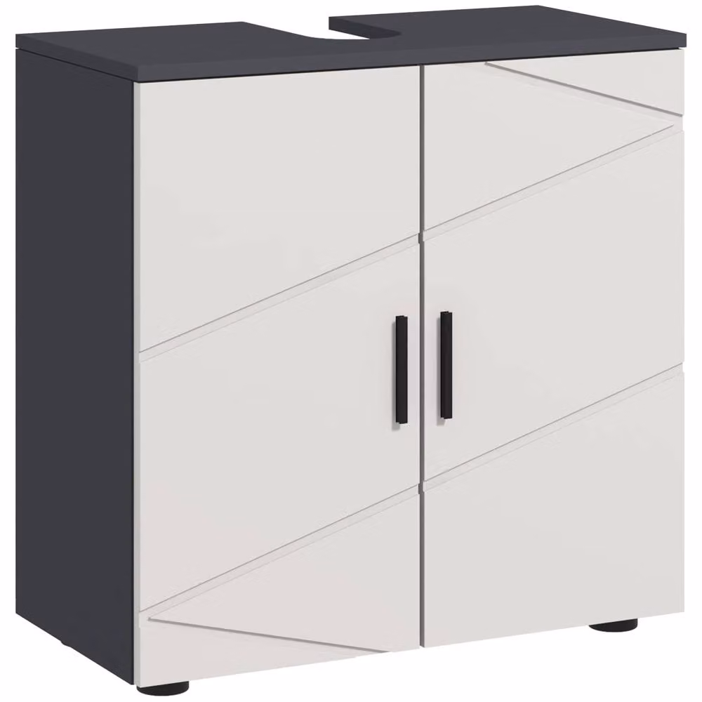 Wyld Haus Kipae Grey Under Sink Bathroom Vanity Cabinet with Soft Close Hinged Doors and Internal Shelves, W/D/H: 60 x 30 x 60 cm – 2