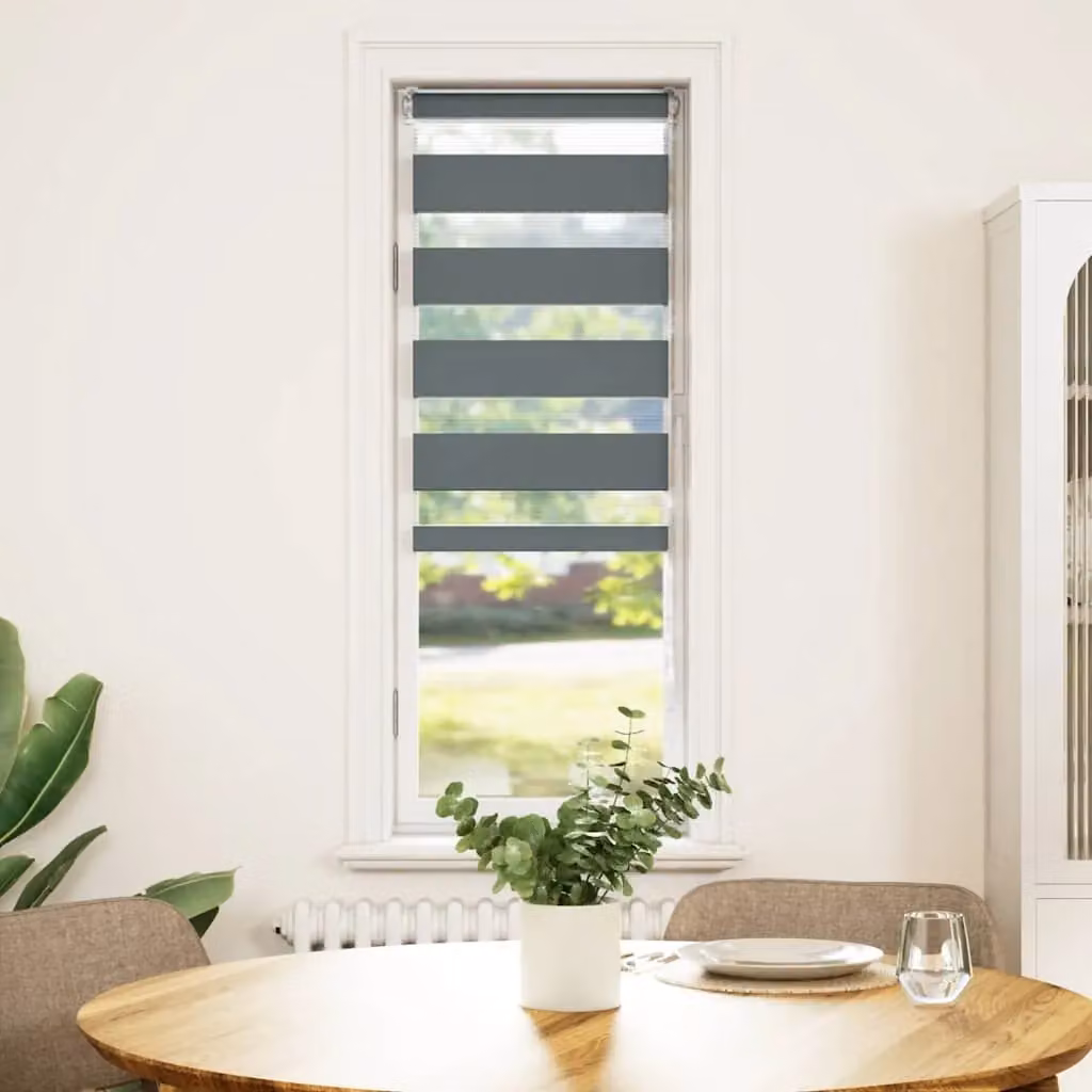 Berkfield Home Zebra Blind in Dark Grey, Polyester Fabric, W: 50 cm, H: 150 cm – 2