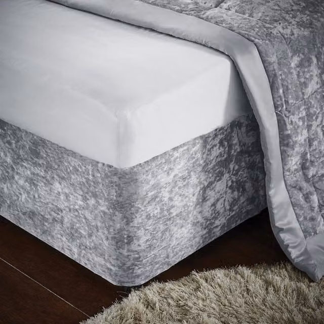Catherine Lansfield Crushed Velvet Divan Base Wrap in Silver, Double