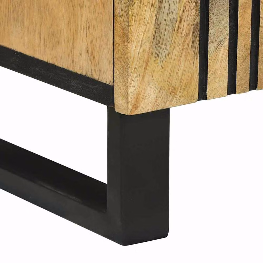 Berkfield Home Sideboard in Solid Mango Wood, Light Brown/Beige, W/D/H: 40 x 33.5 x 75 cm – 5