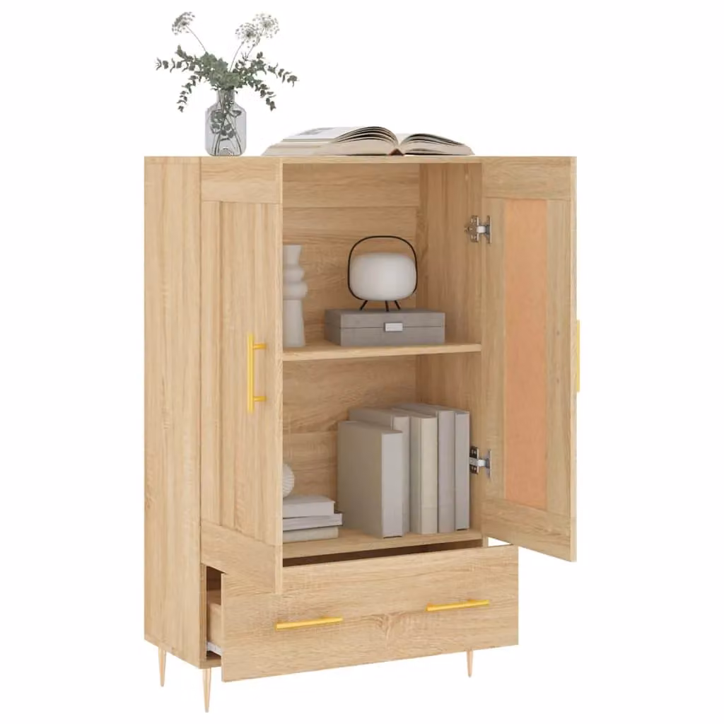 Berkfield Home Sonoma Oak Highboard in Brown, W/D/H: 69.5 x 31 x 115 cm – 2
