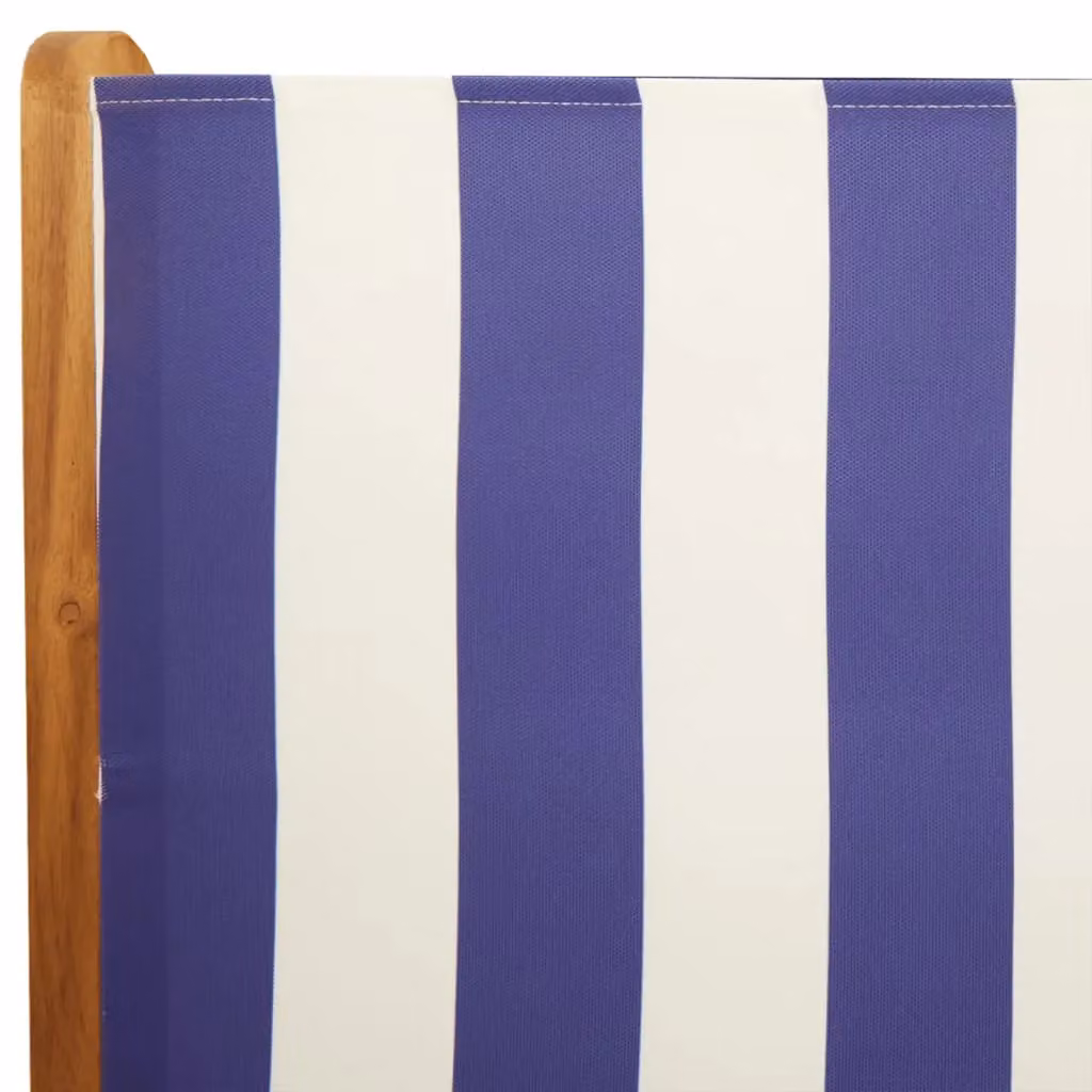 Berkfield Home Set of 2 Maritime Blue and White Acacia Wood and Fabric Garden Chairs – 3