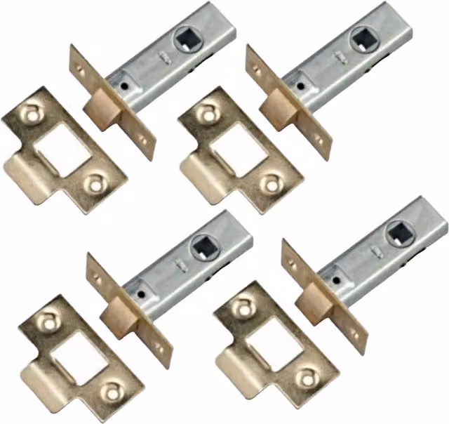 Betley Butterfly Mortice Tubular Door Latch, 63mm, Brass, Pack of 5