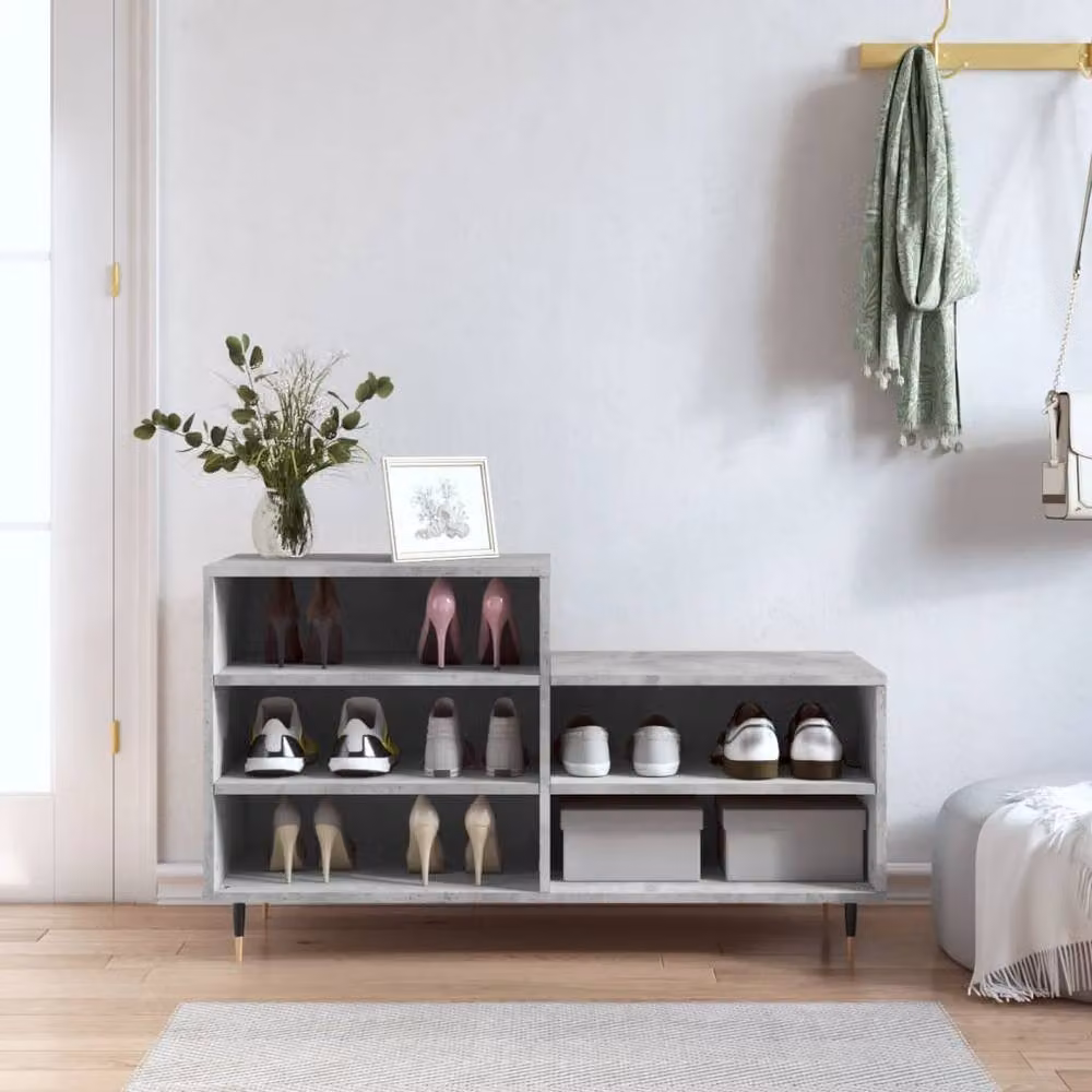 Berkfield Home Modern Shoe Cabinet in Concrete Grey, W/D/H: 102 x 36 x 60 cm – 2