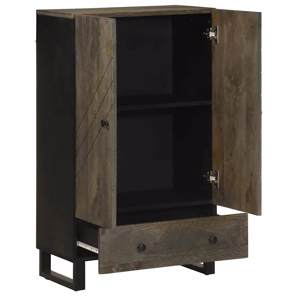 Berkfield Home Black Mango Wood Highboard W/D/H: 60 x 33 x 100 cm – 2