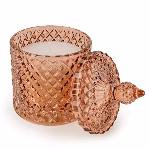 Candlelight The Silk Road Collection Moroccan Style Glass Jar Candle in Pink and Multicolour – 1