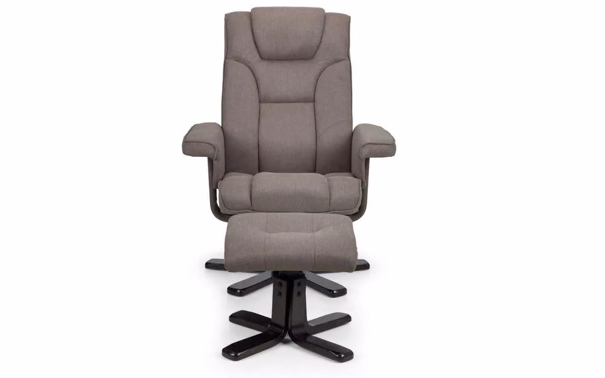 Ashfield Grey Reclining Swivel Chair with Footstool and Armrests – 2