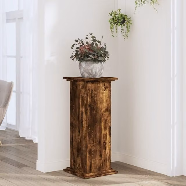 Berkfield Home Modern Plant Stand in Smoked Oak Brown, W/D/H: 33 x 33 x 80 cm – 1