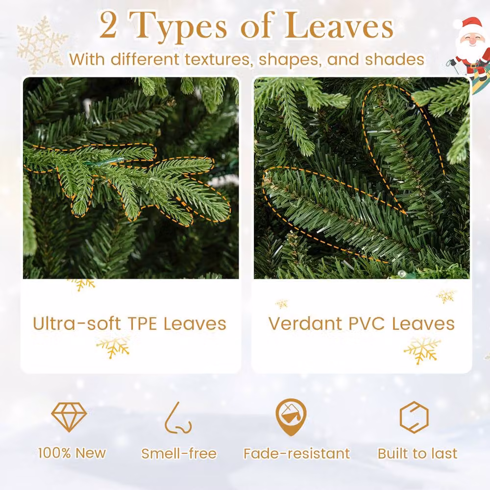Gymax 180 cm Pre-lit Green Christmas Tree with 270 Warm White LED Lights – 2
