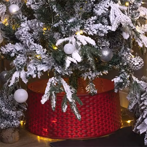 St Helens Home & Garden Red Rattan Style Round Christmas Tree Skirt – 1