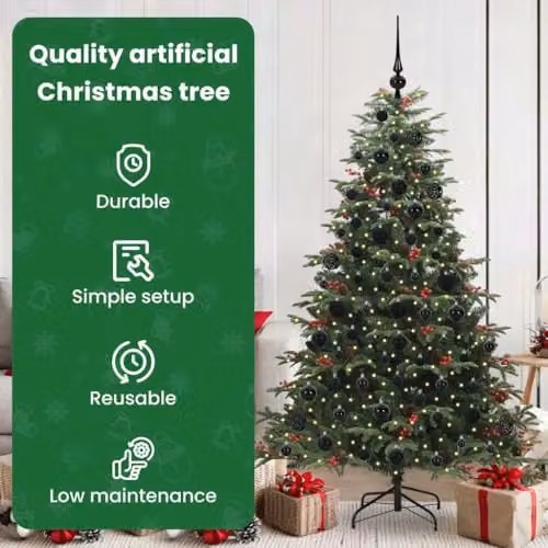 vidaXL Artificial Christmas Tree with 300 LEDs and Stand, Green, Height: 180 cm – 4