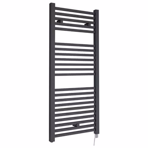 Hudson Reed HL153 Modern Bathroom 500 Watt Vertical Electric Heated Towel Rail, Anthracite, W: 110 mm, H: 500 mm