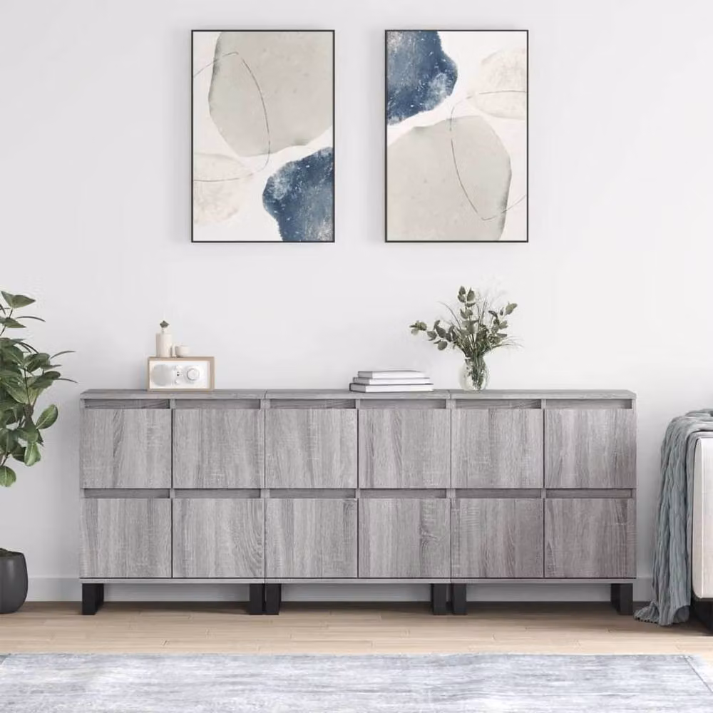Berkfield Home 3-Piece Sideboard Set in Grey Sonoma Matt MDF – 2