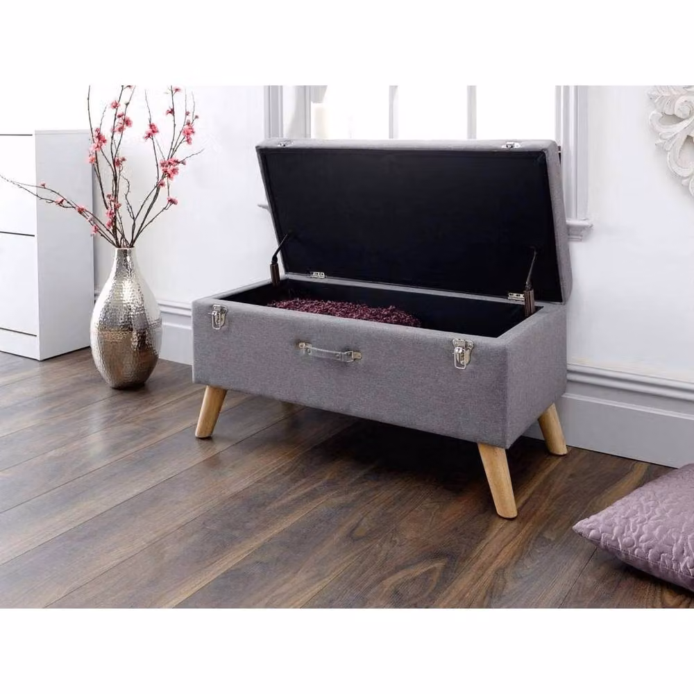 FORGEVIO Upholstered Window Seat with Storage in Grey Fabric – 3