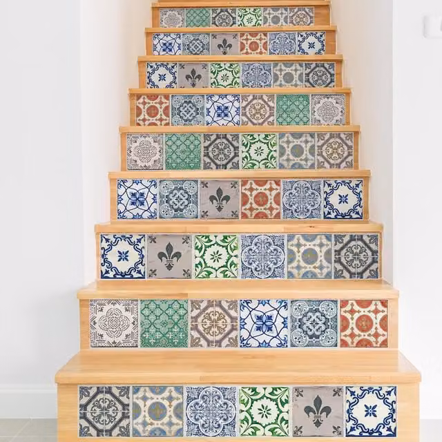 Walplus Wall Tile Stickers, Green and Multicolour, 24 Pack, 15 x 15 cm