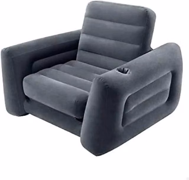 Intex Grey Inflatable Pull Out Sofa Chair Sleeper Air Bed Mattress W: 100 cm, D: 60 cm