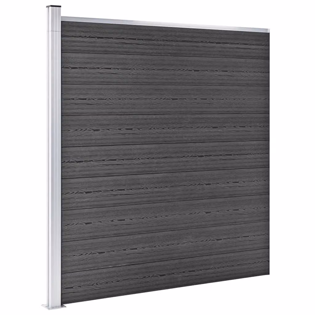 Berkfield Home Opaque WPC Fence Panel Set in Black, W: 1138 cm – 3
