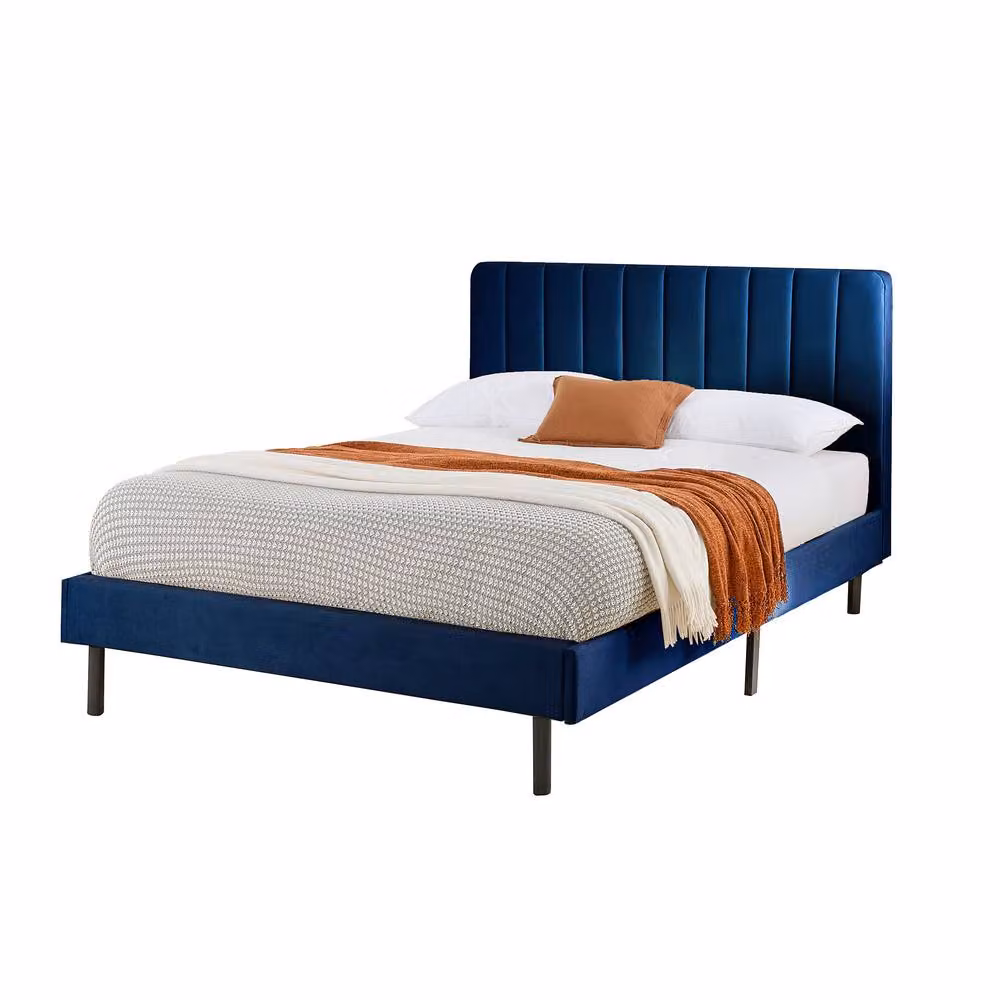 Aspire Verona Velvet Bed Frame with Padded Headboard in Pink and Blue, King Size (180 x 200 cm) – 4