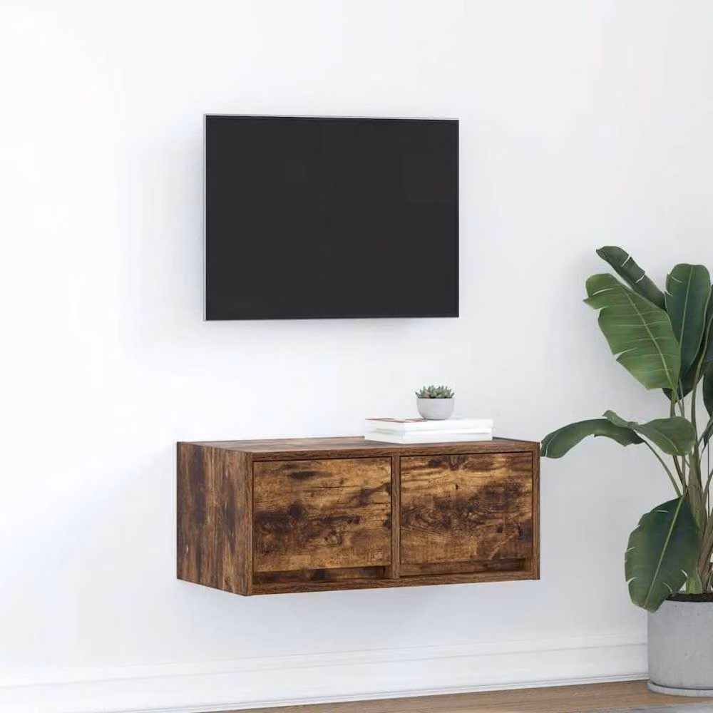Berkfield Home Smoked Oak TV Cabinet in Brown, W/D/H: 60 x 31 x 25.5 cm – 2