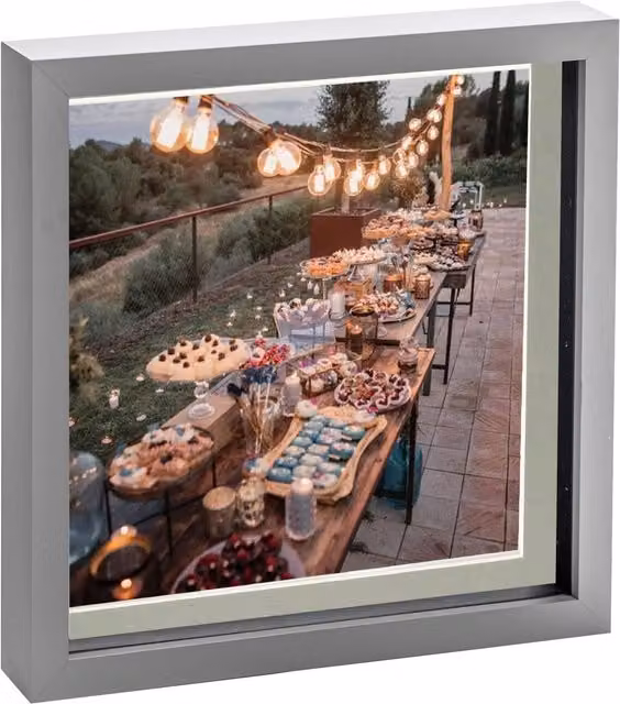 Nicola Spring Square 3D Shadow Box Photo Frame in Grey with Glass and Plastic Details – 4