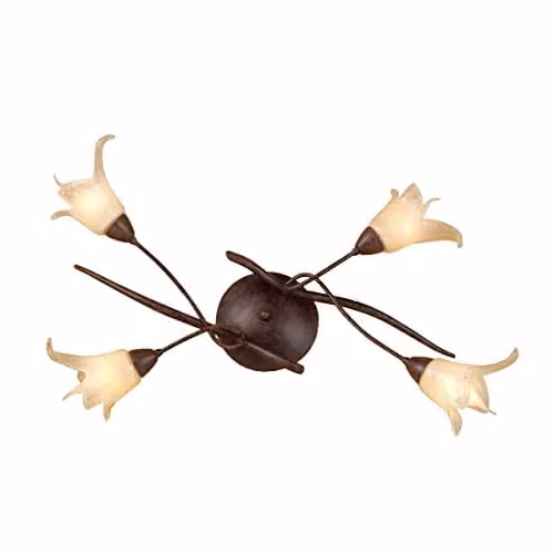 Netlighting Florida 4 Light Modern Ceiling Lamp in Brown and Black Oxide with E14 Bulbs
