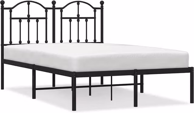 Berkfield Home Metal Bed Frame with Headboard in Black, W/D/H: 120 x 190 cm Small Double – 1