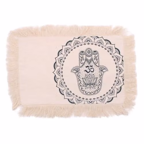 KDMD Hamsa Mandala Cushion Cover in Green and White, W: 50 cm, H: 30 cm