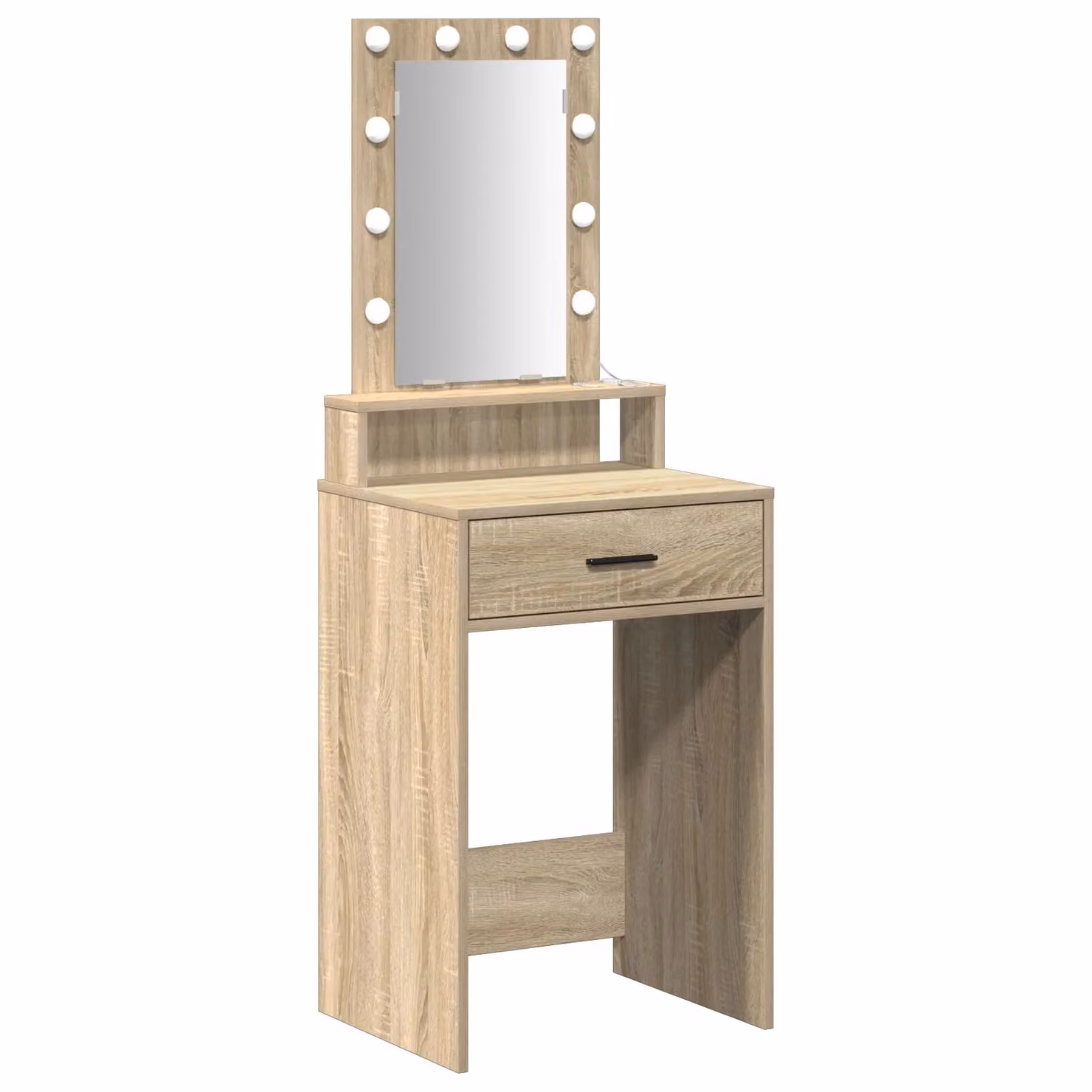 Berkfield Home Hollywood LED Dressing Table in Sonoma Oak and Beige, W/D/H: 50 x 41 x 140 cm – 2