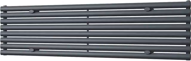 UK Radiators Omeara Axis Anthracite Elliptical Tube Horizontal Designer Radiator, W: 180 cm, H: 46.4 cm