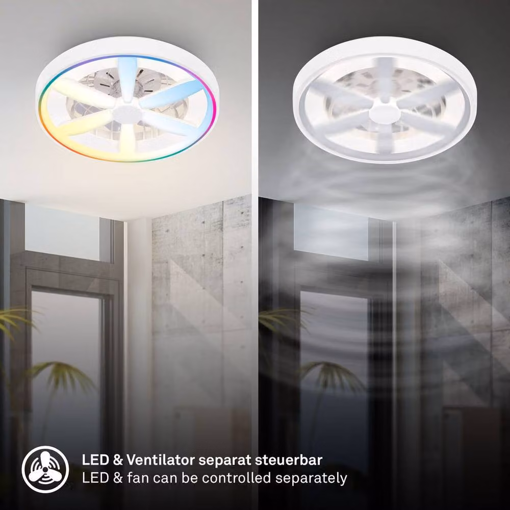 Briloner White RGBIC CCT Dimmable LED Ceiling Light with Fan and Remote Control – 3