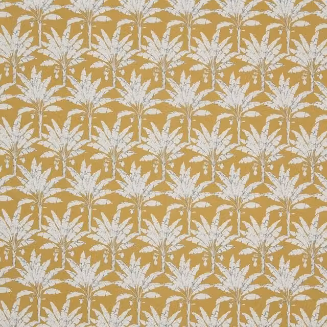 iLiv Palm House Ochre Yellow Floral Cotton Fabric