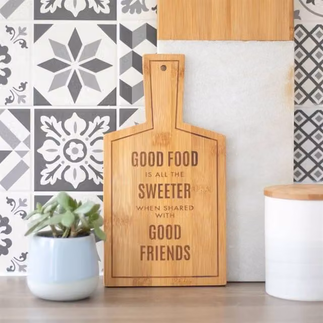 Uniqueful Sweeter When Shared Bamboo Serving Board in Brown