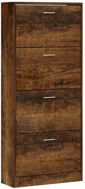 Berkfield Home Smoked Oak Shoe Cabinet in Brown, W: 63 cm, D: 24 cm, H: 147 cm – 1