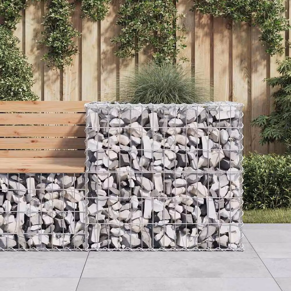 Berkfield Home Silver Decorative Gabion Basket in Galvanised Iron, W/D/H: 70 x 70 x 65 cm – 2