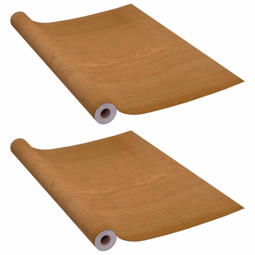 Berkfield Home Self-adhesive PVC Door Films, 2 Pieces, Light Oak Brown, W: 90 cm, H: 210 cm – 2