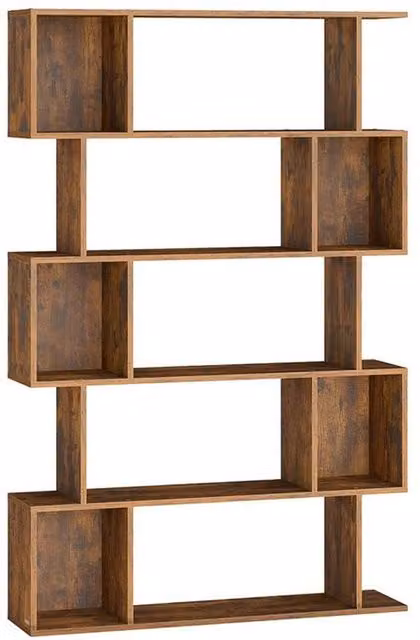 Pirlo Plush Industrial 5 Compartment Wall Mounted Book Shelf in Rustic Brown