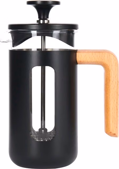 La Cafetiere Pisa Glass Cafetiere with Stainless Steel Frame, Black and Transparent, Diameter: 11.3 cm
