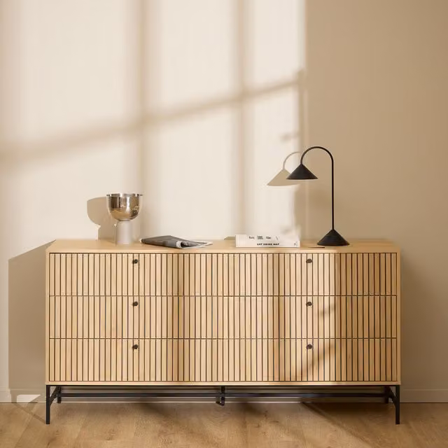 Furniture To Go Albany 6-Drawer Chest of Drawers in Brown Industrial Style