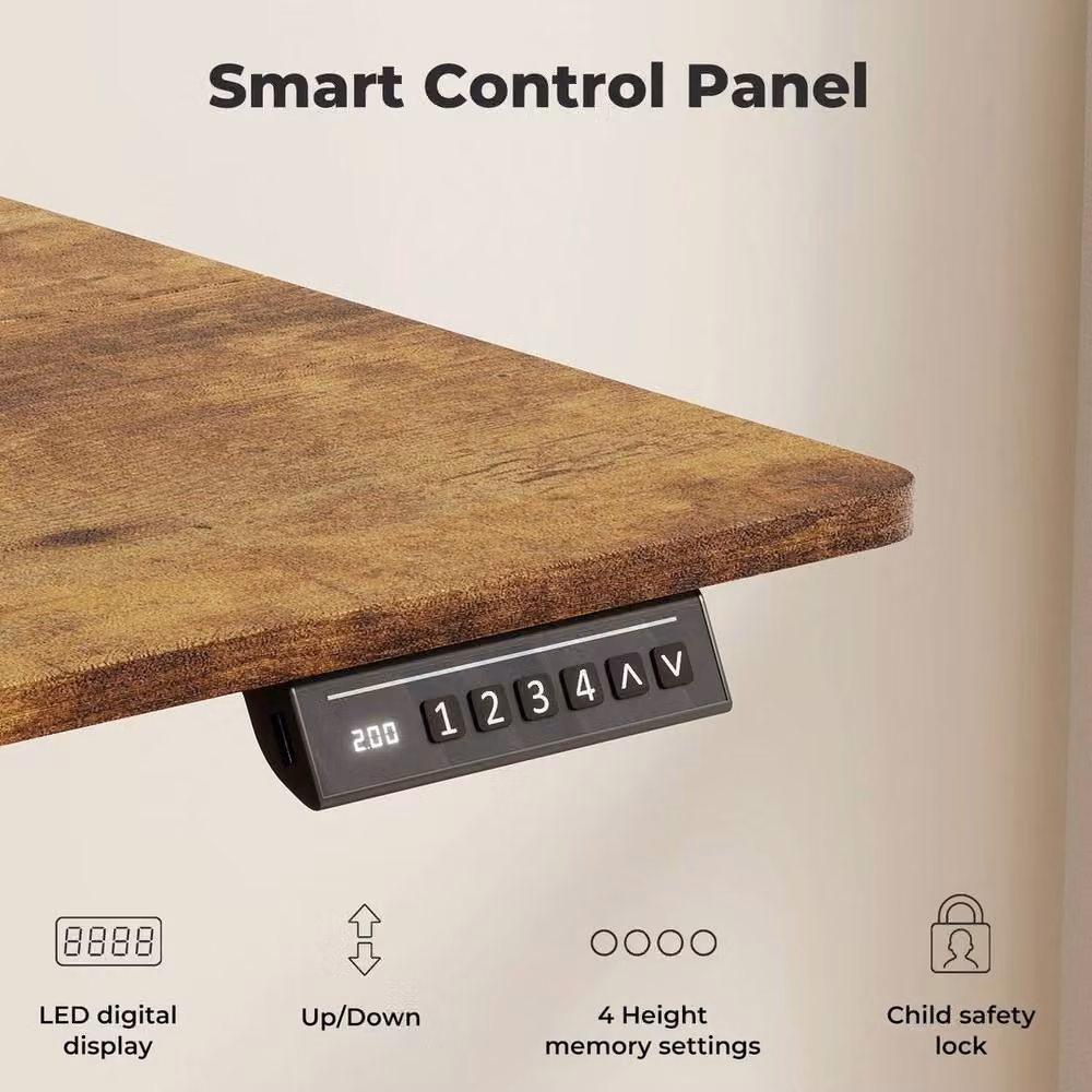 NESTLUNE Height Adjustable Electric Standing Desk in Brown – 3