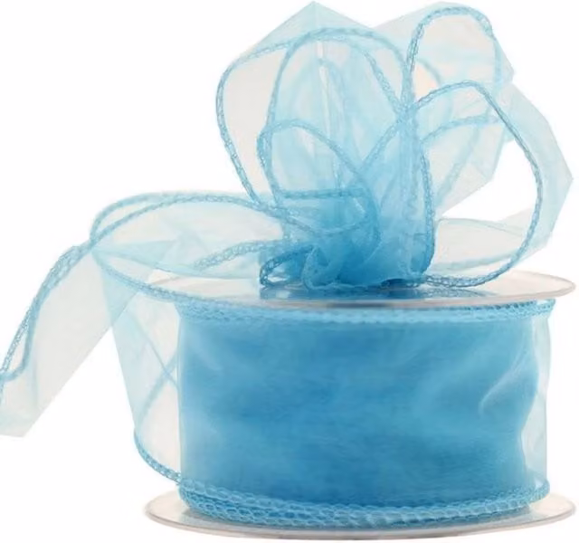 KDMD Baby Blue Wired Chiffon Ribbon 2 Pack, Width: 50 mm, Length: 20 m per roll