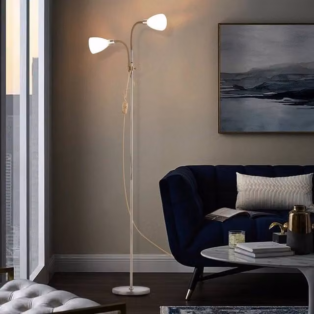 KORVIXA Modern LED 2-Way Up and Down Floor Lamp in Gold/Brass – 1